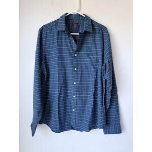 UNTUCKit Flannel Mens Size L Slim Fit Blue Plaid Cotton Button Down Shirt 4812